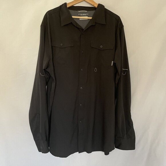 Columbia omni-shade sun protection men's XLT black button down shirt lightweight - Picture 1 of 8